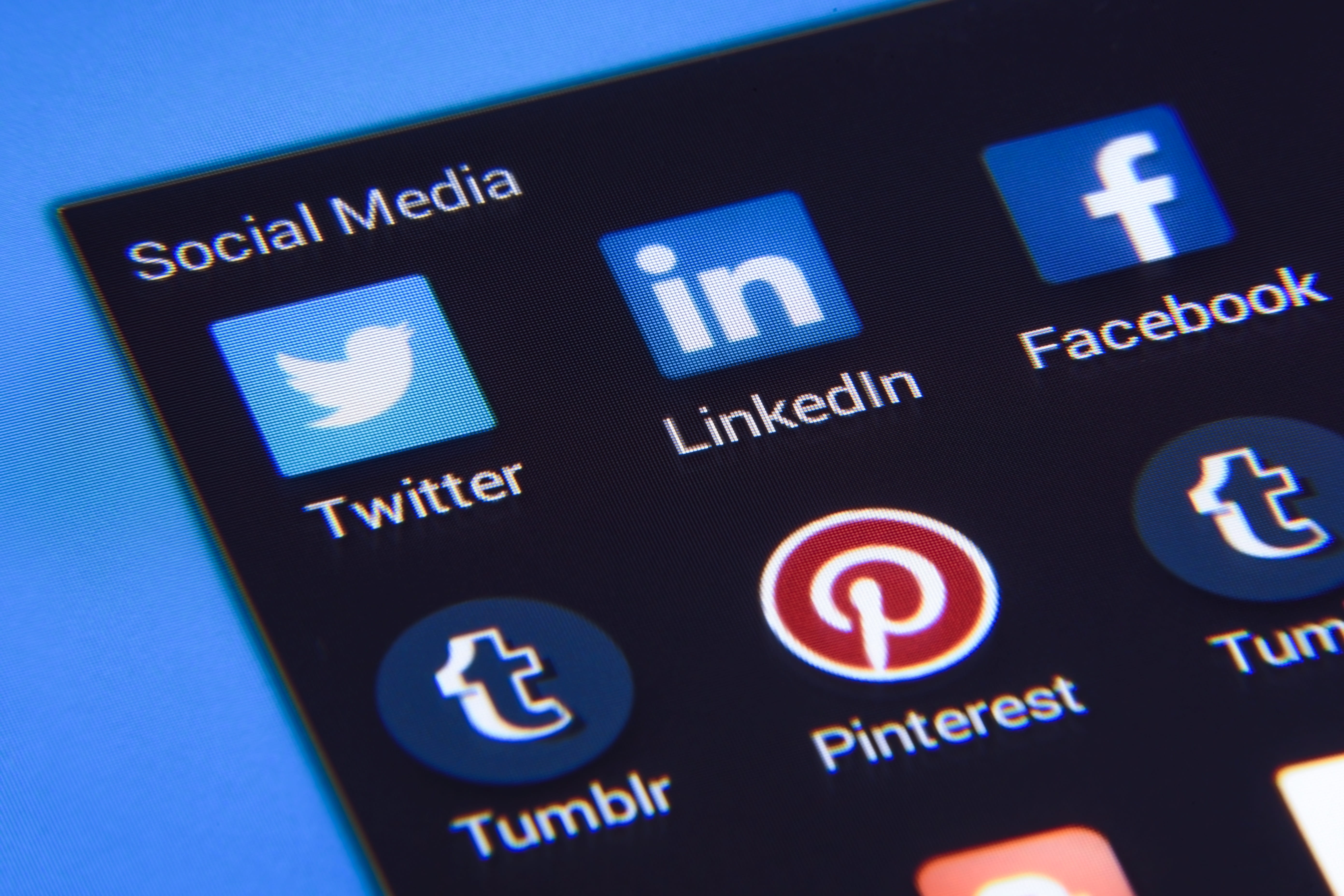 LinkedIn and other social media app icons on a smartphone screen